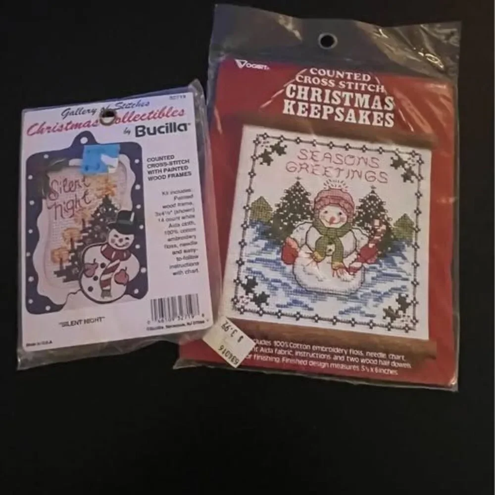 Vintage Bucilla & Vogart Christmas Counted Cross Stitch Kits - Lot of 2